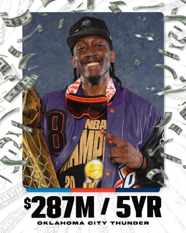 杰威5年2.87亿提前续约 雷霆8.22亿锁定三少未来！